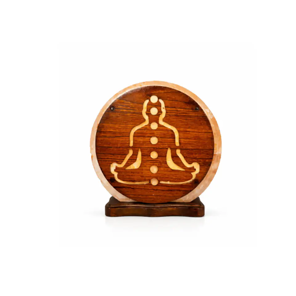 Lampara de Sal del Himalaya con Diseño Chakra Meditación 1