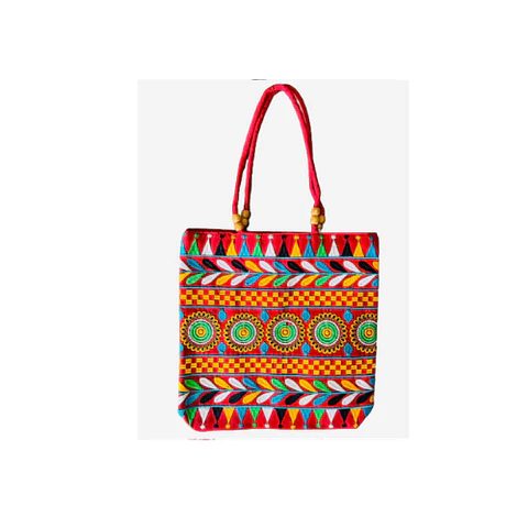 Cartera Bordado Hindú - Circulo de Flores Rojo