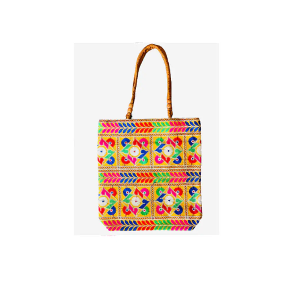 Cartera Bordado Hindú - Diseño Mostaza 1