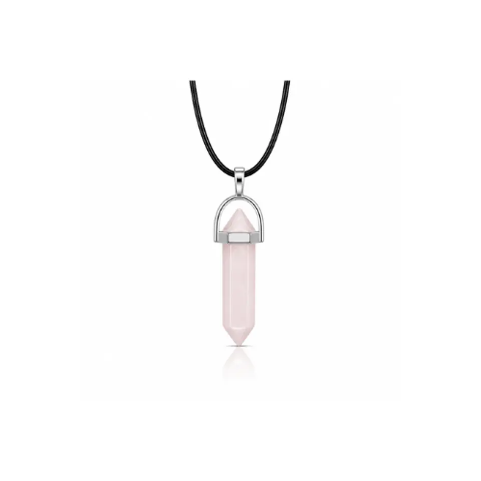 Collar de Punta Cuarzo Rosa 1