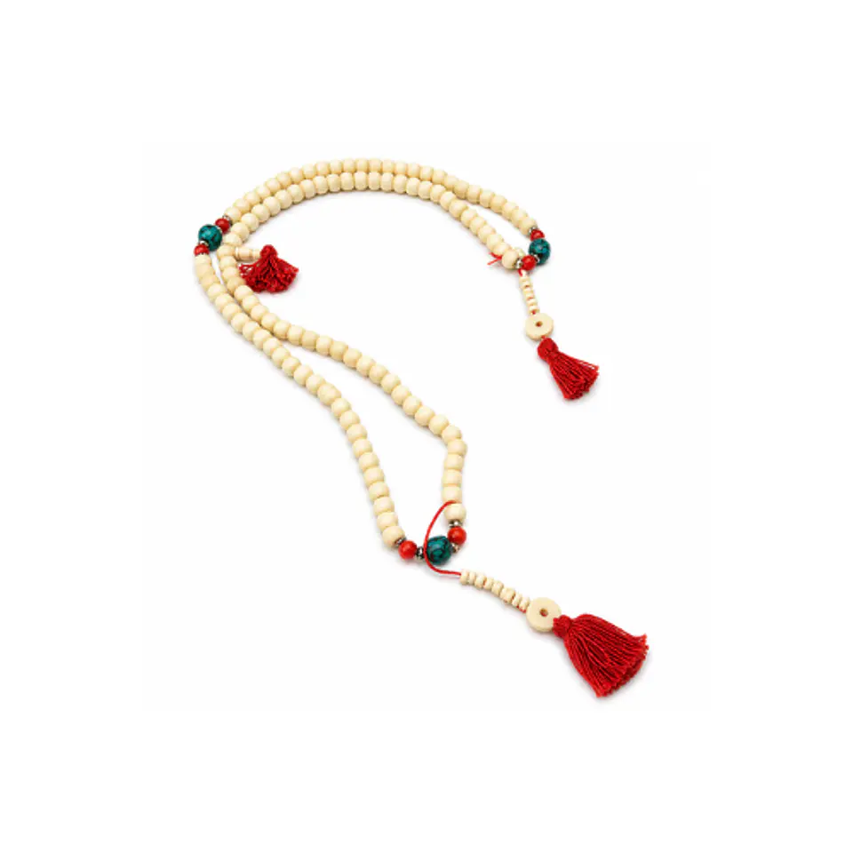 Japa Mala Blanco Piedra Roja y Verde 8 mm 1