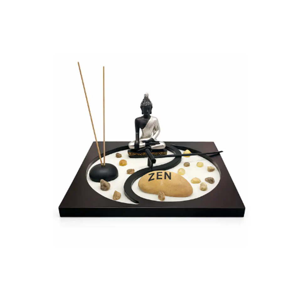 Jardín Zen Buda Siddhartha Plateado Negro 1