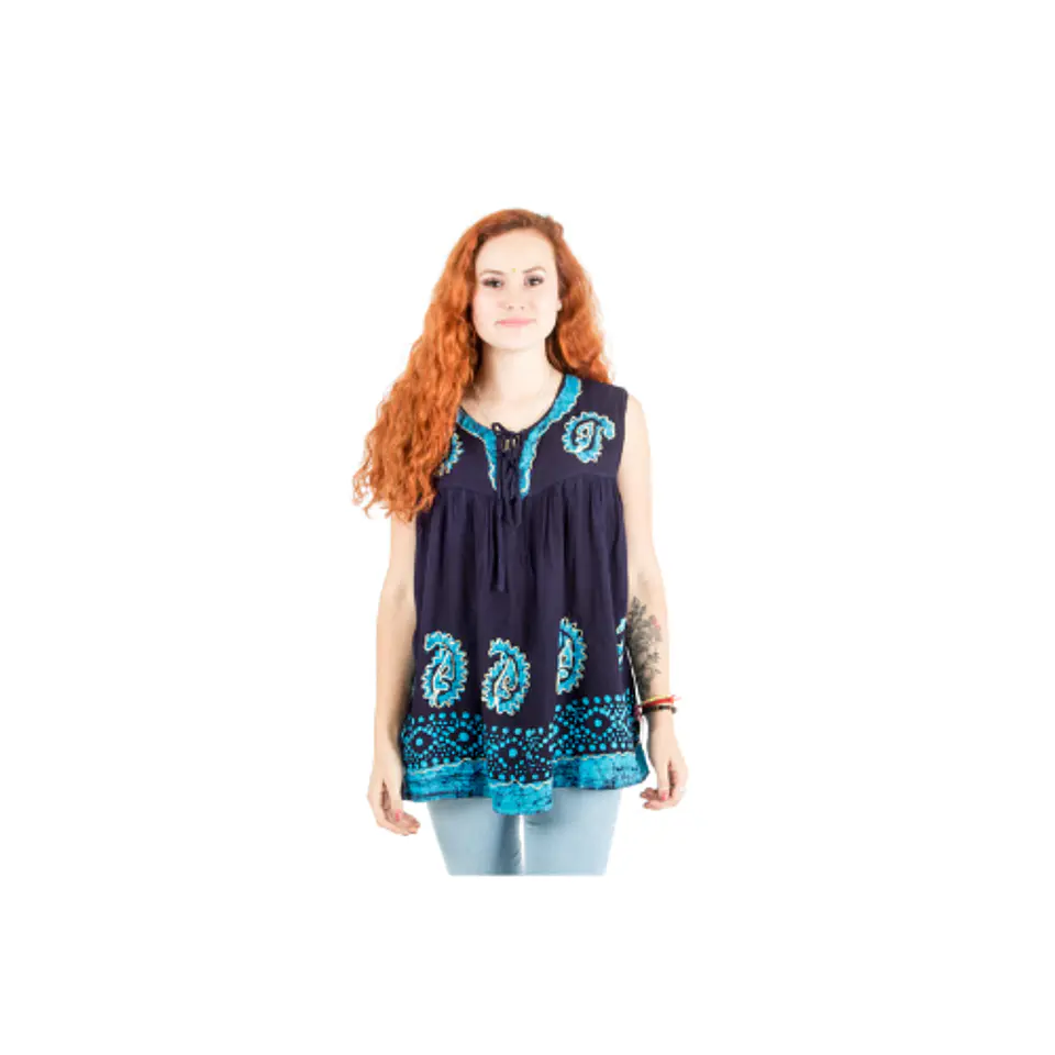 Blusa Dayita Azul Marino con Celeste 1