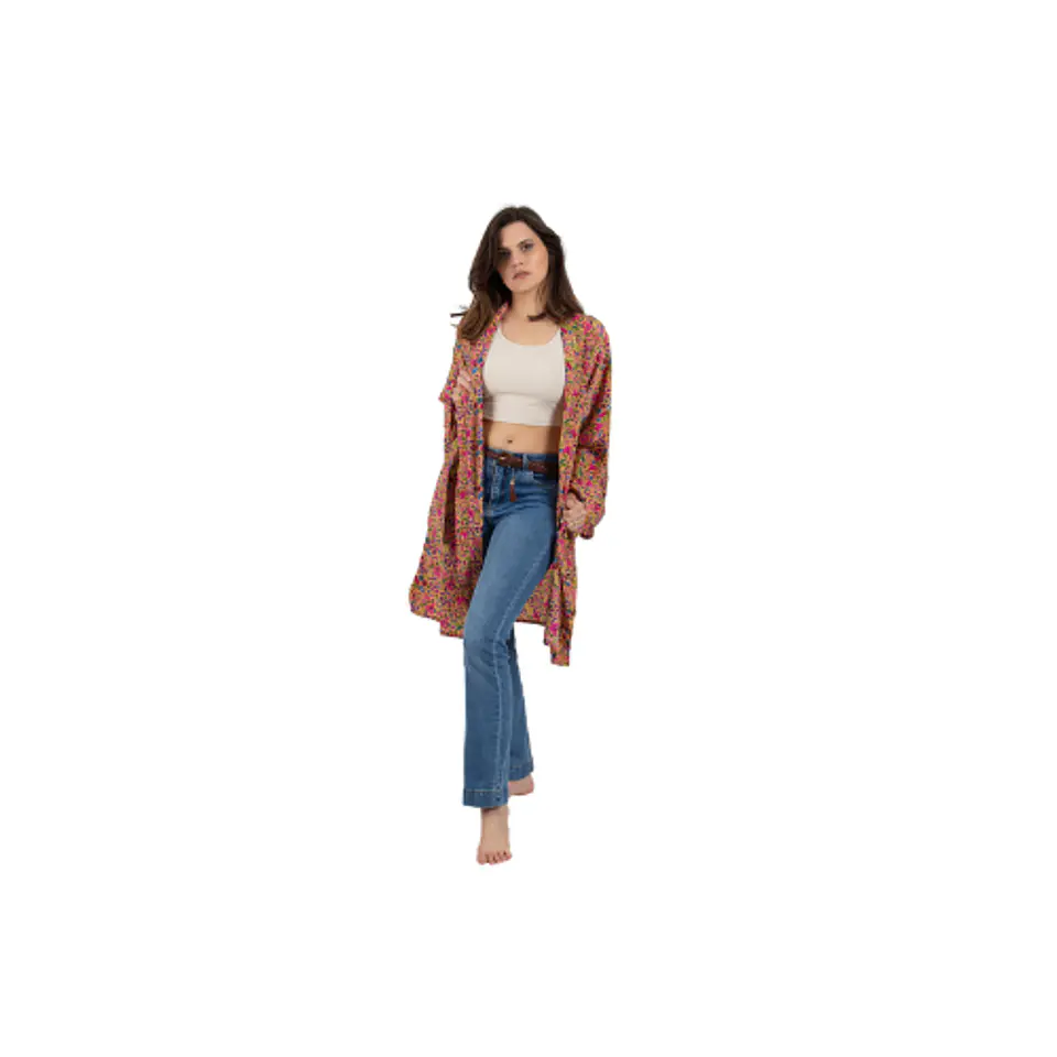 Kimono Denali Beige con Rosa 1