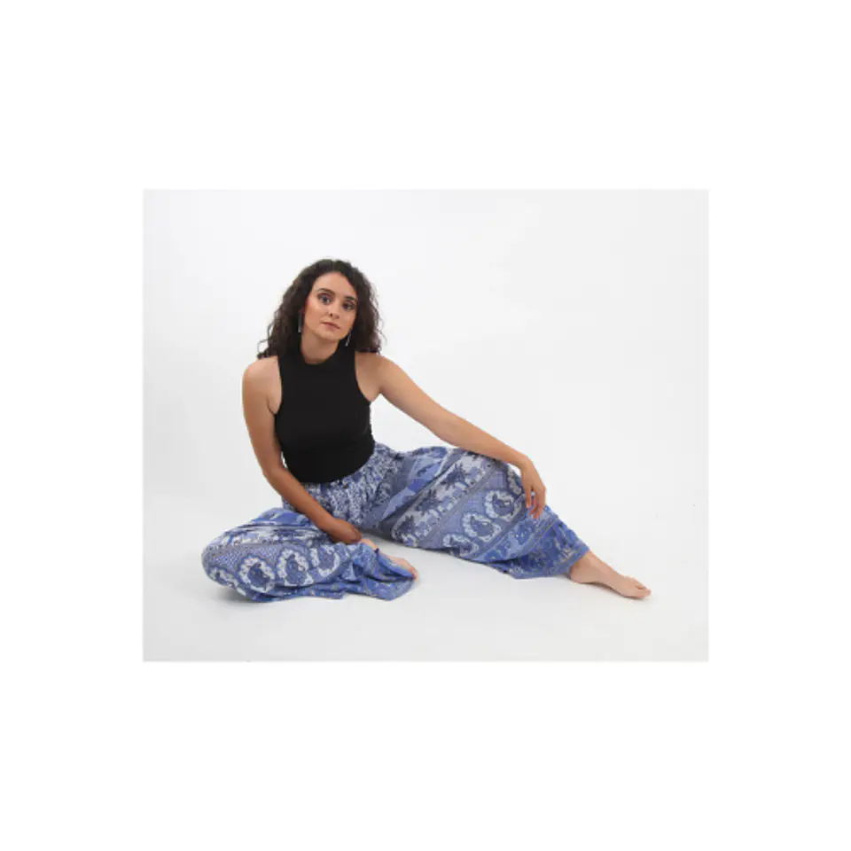 Pantalón Palazzo Estampado Completo Azul 1