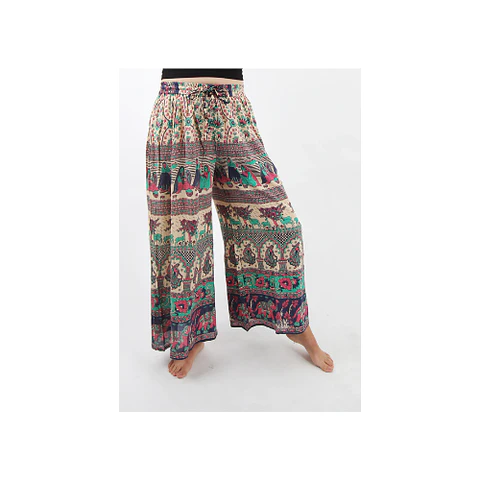 Pantalón Palazzo Estampado Completo Rojo - Verde