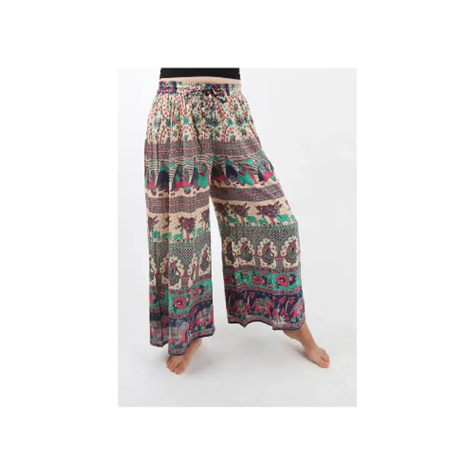 Pantalón Palazzo Estampado Completo Rojo - Verde 1