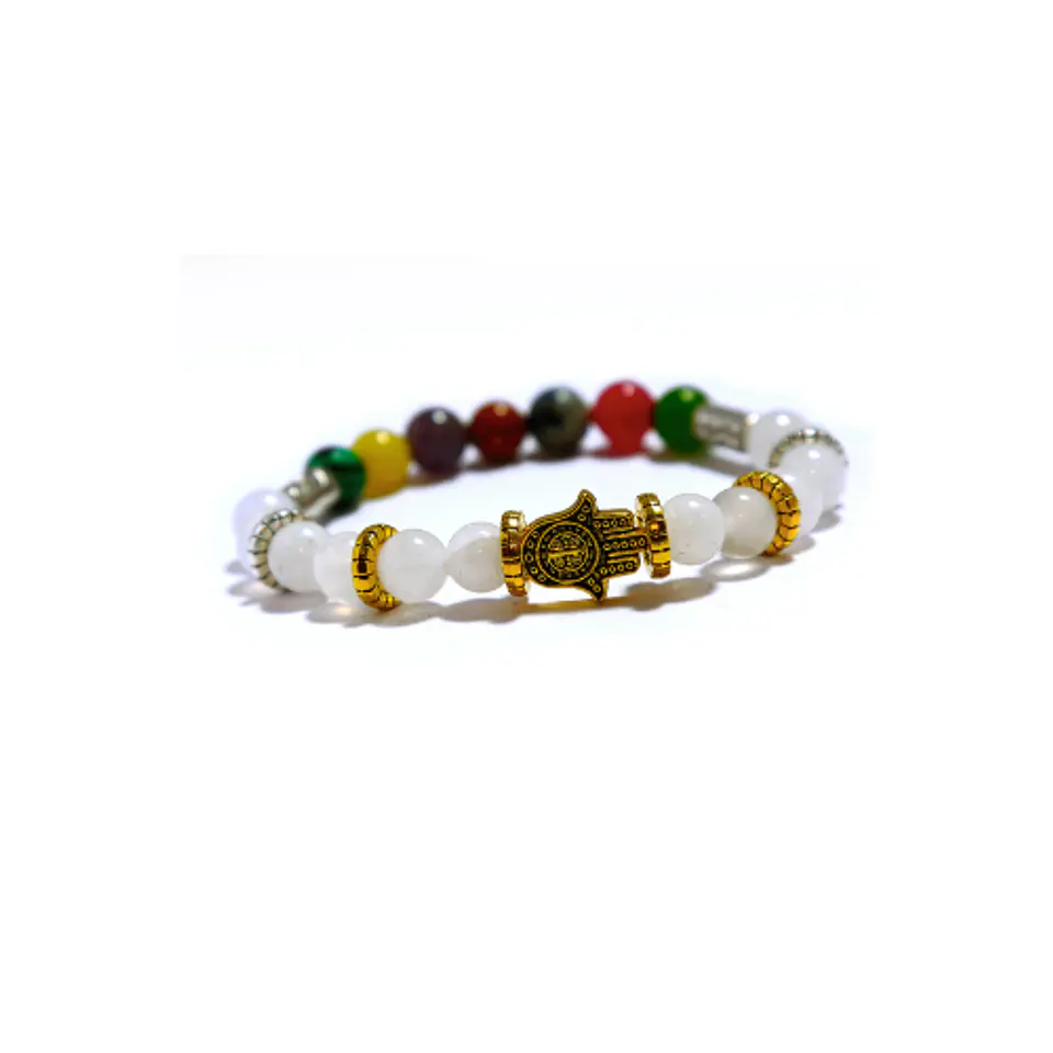 Pulsera Mano de Fatima Charm Cuarzo Blanco 1