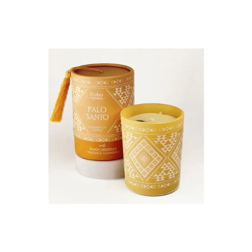 Vela Boho Palo Santo con Piedra Obsidiana 200g 1