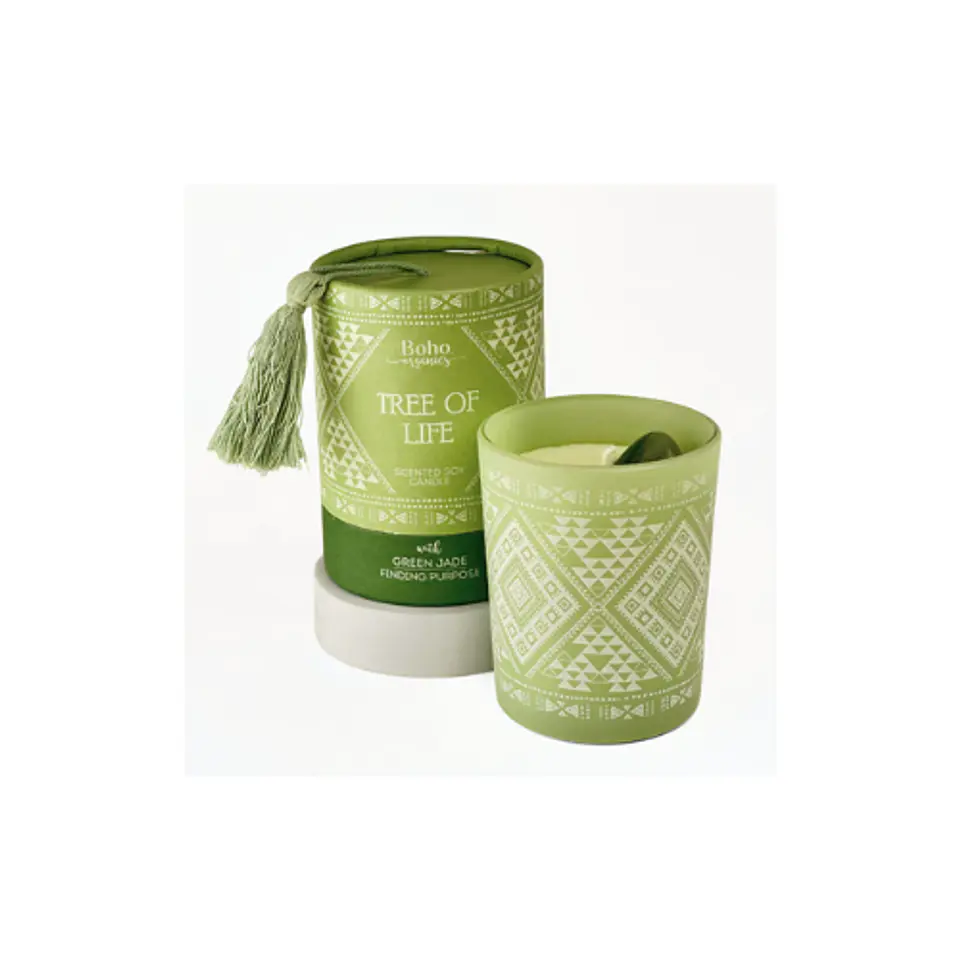 Vela Boho Árbol de la Vida con Piedra Jade 200g 1
