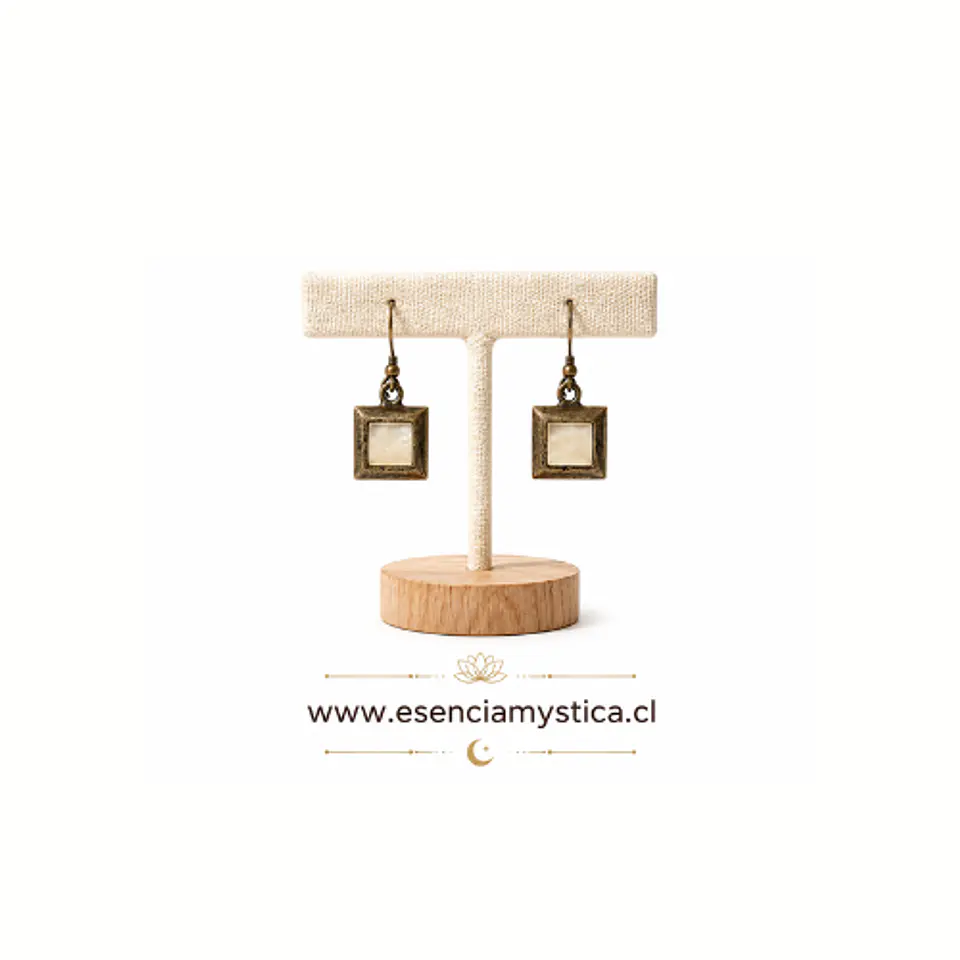 Elegantes Aretes Vintage Cuadrados con Nácar 1