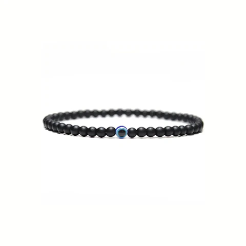 Pulsera Obsidiana Negra con Ojo Turco 4mm