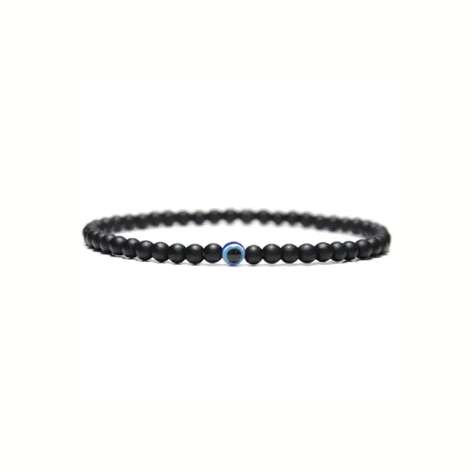 Pulsera Obsidiana Negra con Ojo Turco 4mm 1