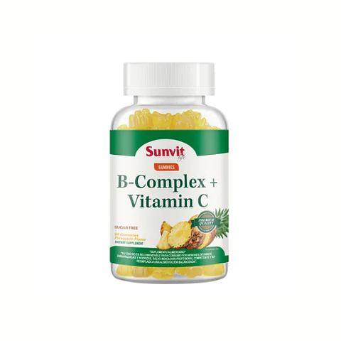 Gomitas B Complex + Vitamina C, Piña 60 Gummies, SVL