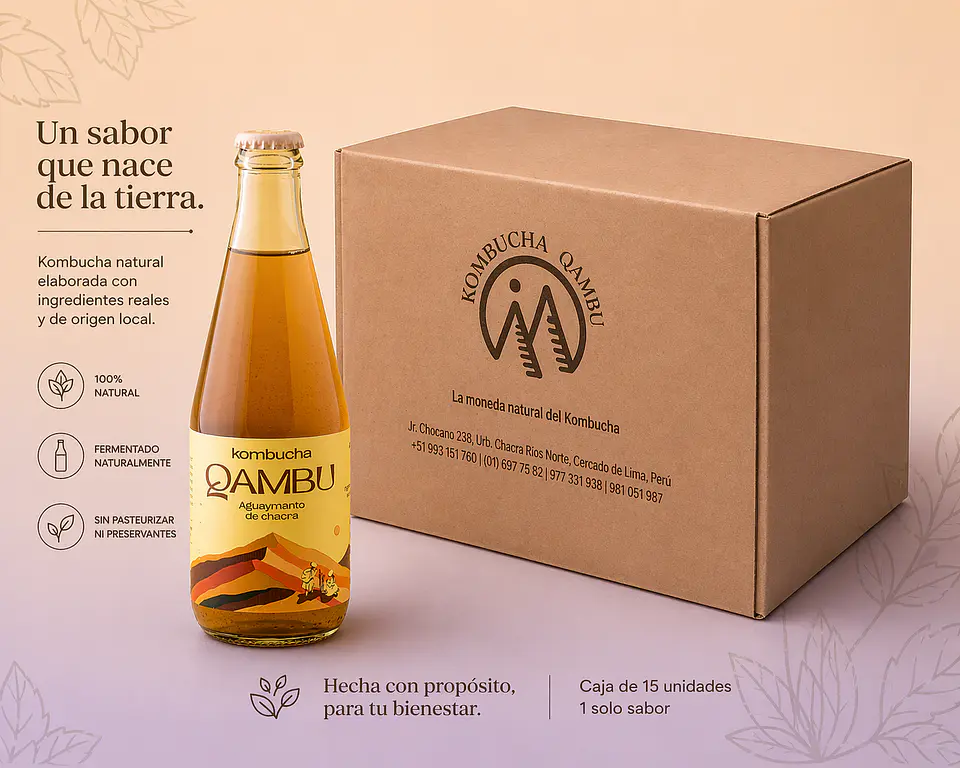 CAJA x15un - KOMBUCHA AGUAYMANTO DE CHACRA BT 350ML 1