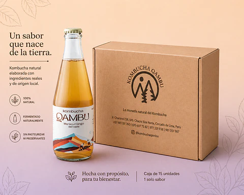 CAJA x15un - KOMBUCHA MARACUMANGO DEL VALLE BT 350ML