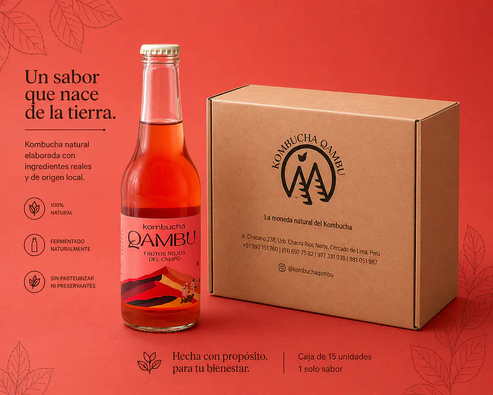 CAJA x15un - KOMBUCHA FRUTOS ROJOS DEL CAMPO BT 350ML 1