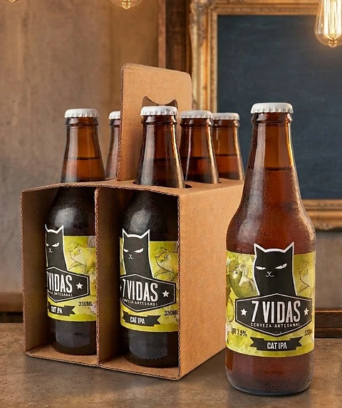 SIXPACK - CERVEZA ARTESANAL 7 VIDAS CAT IPA BT 330ML