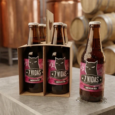 SIXPACK - CERVEZA ARTESANAL 7 VIDAS AMERICAN RED ALE BT 330ML