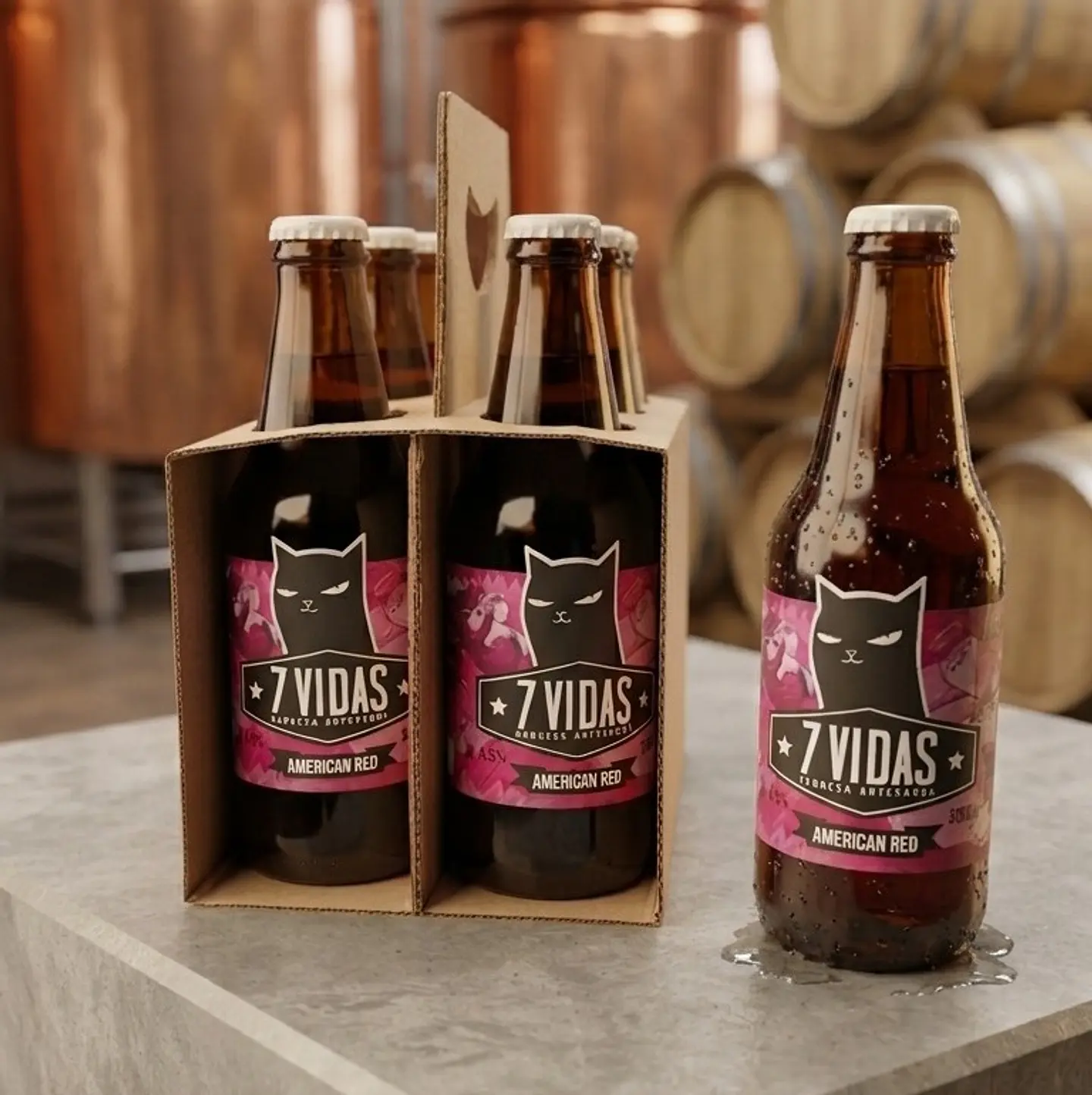 SIXPACK - CERVEZA ARTESANAL 7 VIDAS AMERICAN RED ALE BT 330ML 2