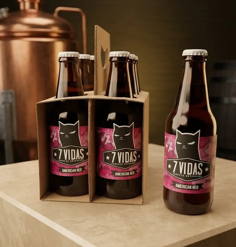 SIXPACK - CERVEZA ARTESANAL 7 VIDAS AMERICAN RED ALE BT 330ML 3