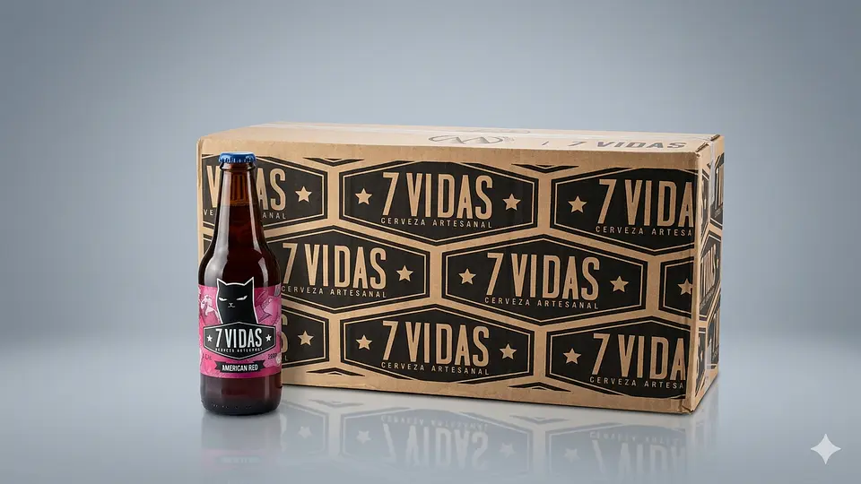 CAJA x24 - CERVEZA ARTESANAL 7 VIDAS AMERICAN RED ALE BT 330ML 1