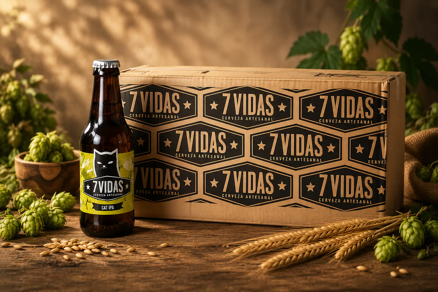 CAJA x24 - CERVEZA ARTESANAL 7 VIDAS CAT IPA BT 330ML 1