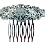 Peineta de plata para moño regional con diseño floral | Accesorio tradicional elegante