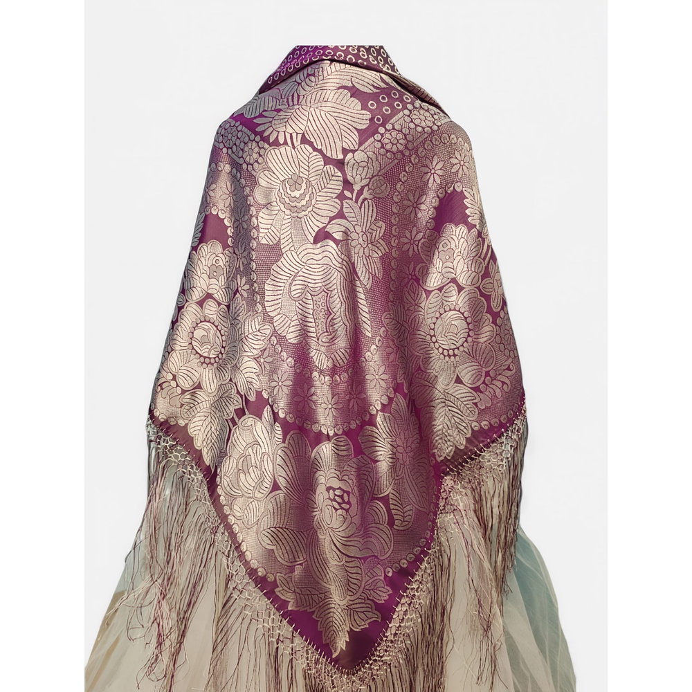 PAÑUELO SEDA ALGODON 140 CMS PLATA