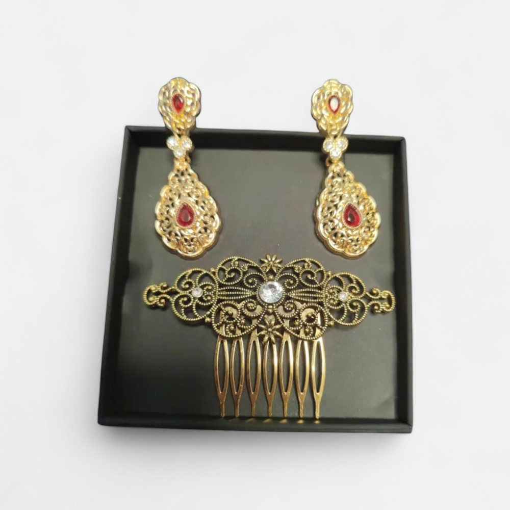 CONJUNTO  PENDIENTES  PEINETAS