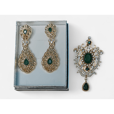 CONJUNTO PENDIENTES BROCHE COLGANTE
