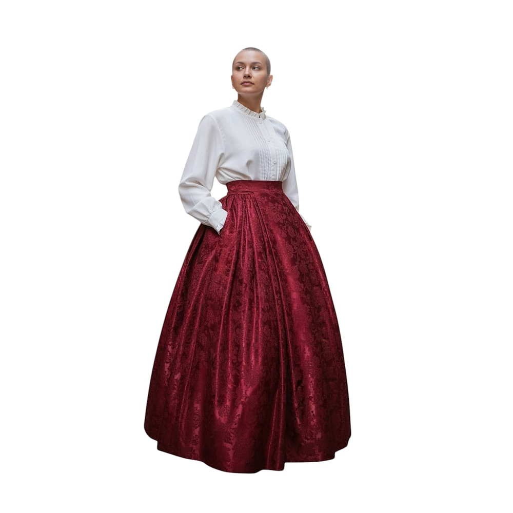 FALDA ADAMASCADA ROJO BURDEOS T 38/40