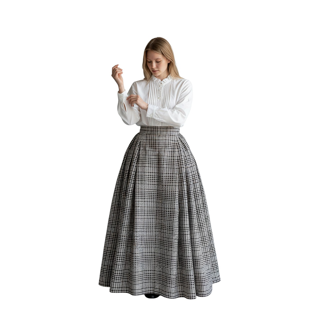 FALDA REGIONAL T 38/40 MOD VICHY AZUL