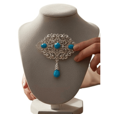 BROCHE REGIONAL DORADO PIEDRA turquesa 