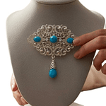 BROCHE REGIONAL DORADO PIEDRA turquesa 