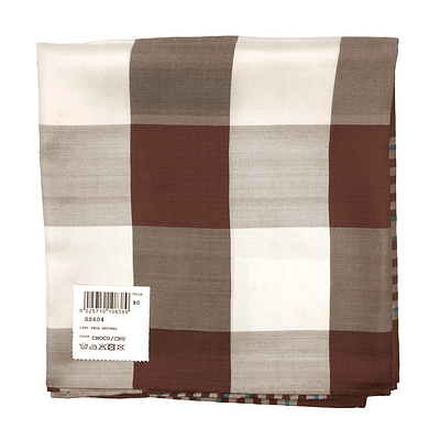 PAÑUELO CORONARIO CUADROS CHOCOLATE SEDA