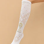 MEDIAS VIRGEN DEL PILAR BORDADAS ORO  T 40/42
