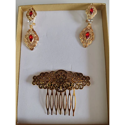 CONJUNTO  PENDIENTES  PEINETAS