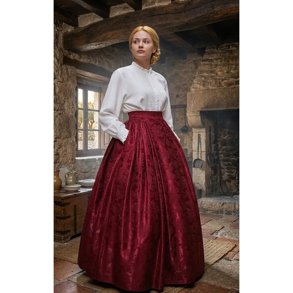 FALDA ADAMASCADA ROJO BURDEOS T 38/40