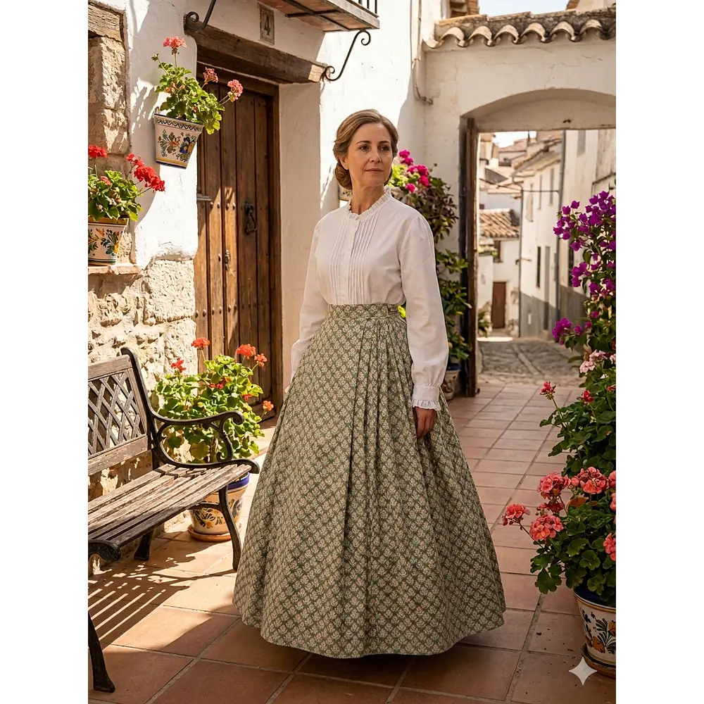 FALDA BATURRA/REGIONAL T 34/36  MOD.LIS VERDE