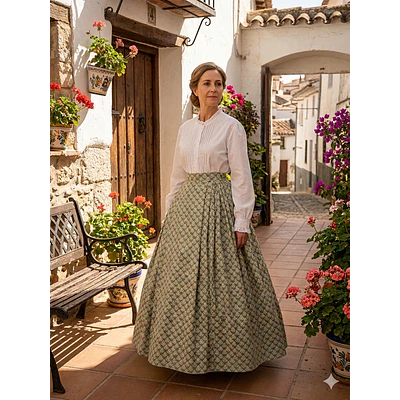 FALDA BATURRA/REGIONAL T 34/36  MOD.LIS VERDE