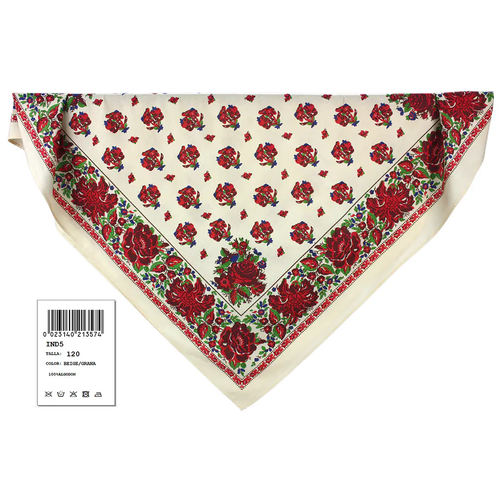 Pañuelo regional baturra indiana algodon 120 cms Mod Moncayo varios tonos 
