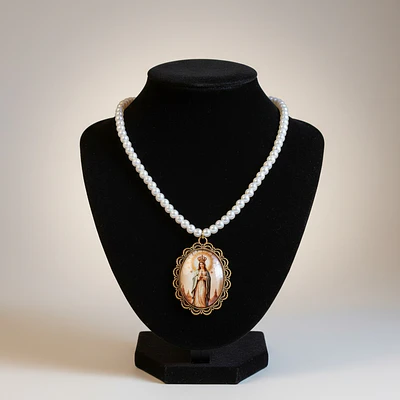 Colgante baturra Virgen del pilar perlas 4mm