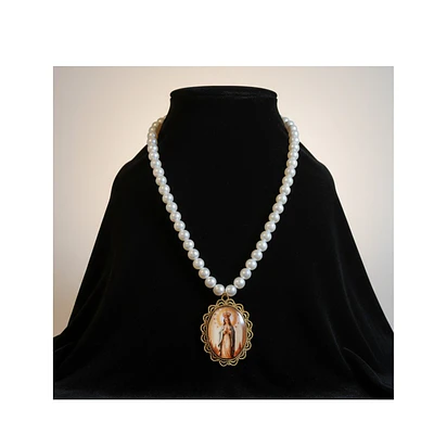 Colgante  collar virgen del pilar perlas baturra regional