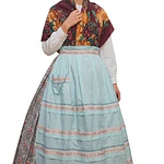 Traje baturra regional 3 piezas T 36/38 Mod Gris – Falda algodón estampada, pañoleta 110 cm y delantal artesanal