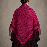 Mantón Adamascado Tradicional 125x125 cm – Estilo Siglo XIX con Flecos