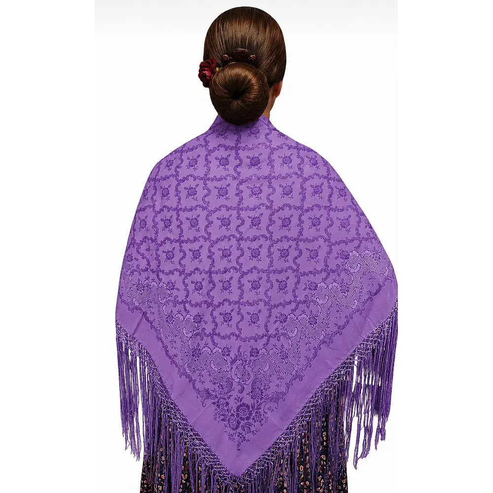 Manton regional baturra 140 cms rayon poliester tonos morados