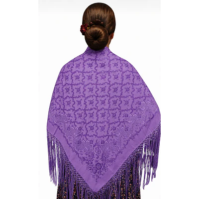 Manton regional baturra 140 cms rayon poliester tonos morados