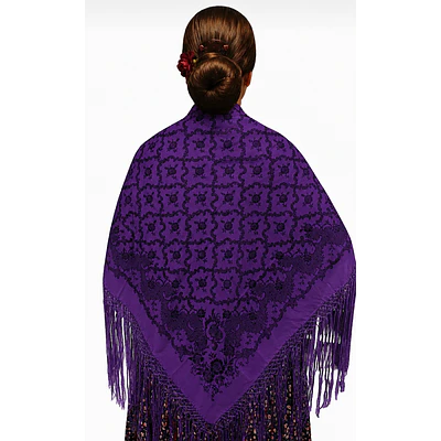 Manton regional baturra 140 cms rayon poliester tonos morados