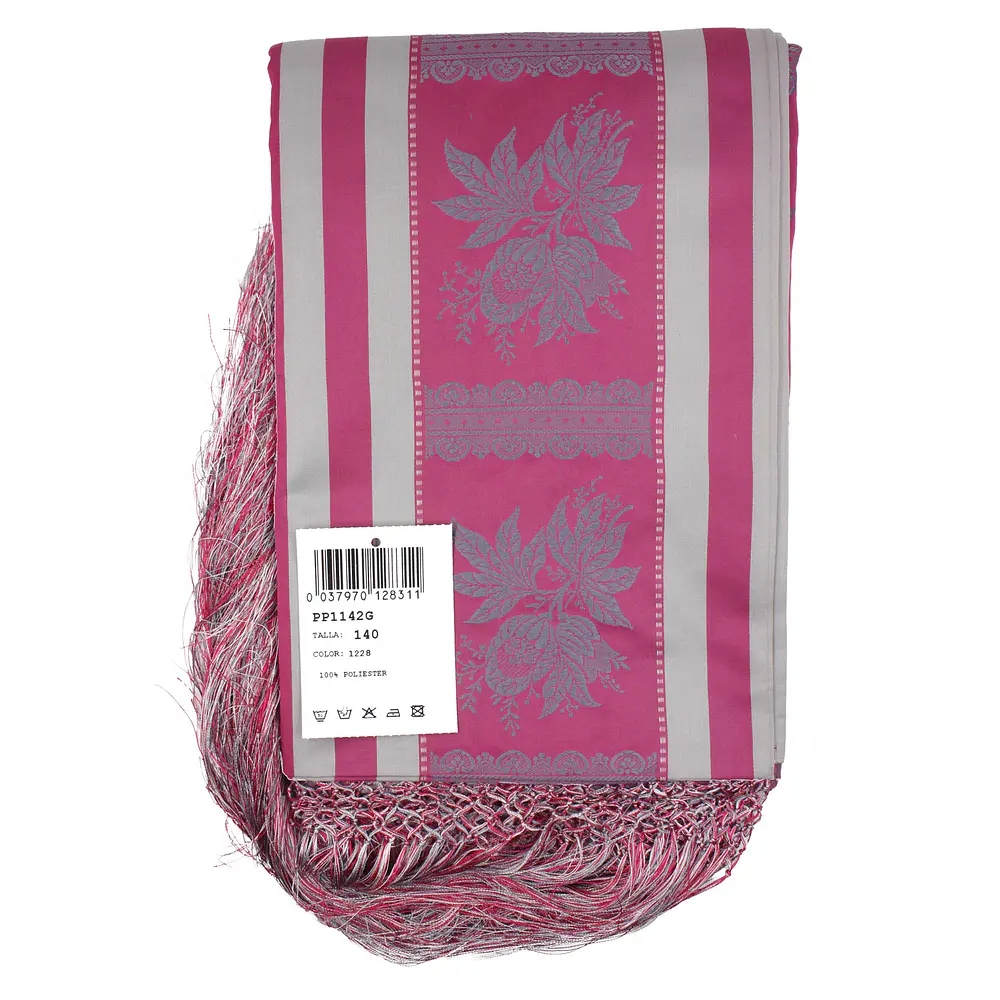 Mantón Regional 140x140 cm con Flecos Trenzados a Mano | Indumentaria Folklórica Mod Poly